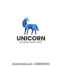 Vector Logo Illustration Unicorn Gradient Colorful Style