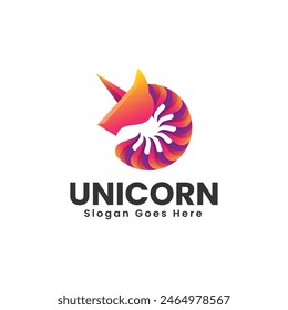 Vektorgrafik-Logo-Illustration Einhorn-Farbverlauf farbiger Stil