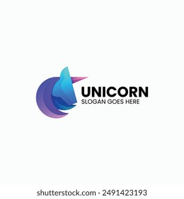Vector Logo Illustration Unicorn Gradient Colorful Style