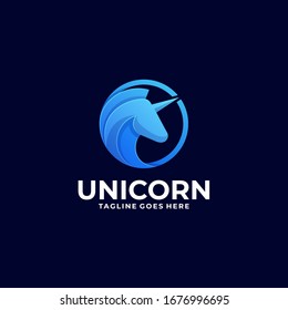 Vector Logo Illustration Unicorn Head Gradient Colorful Style.
