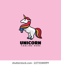 Logo Vector Ilustración Estilo De Caricatura De Unicornio.