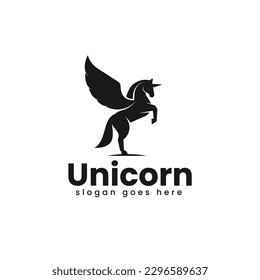 Vector Logo Illustration Unicorn Silhouette Style
