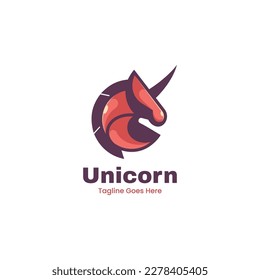 Vector Logo Illustration Unicorn Simple Mascot Style.