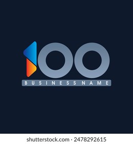 Vector logo illustration using the number 100% as a symbol of success in a business, logo on a dark background