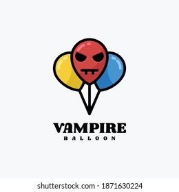 Ilustración del logotipo del vector Dibujo de la película de vampiros estilo Cute.