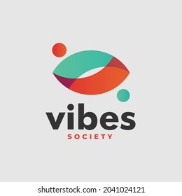 Vector Logo Illustration Vibes Simple Color Mascot Style.