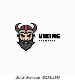 Vector Logo Illustration Viking Mascot Cartoon Style.