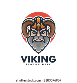 Vector Logo Illustration Viking Simple Mascot Style.