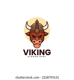 Vector Logo Illustration Viking Simple Mascot Style.