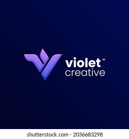 Vector Logo Illustration Violet Gradient Colorful Style.