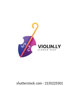 Vector Logo Illustration Violin Gradient Colorful Style.