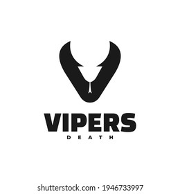 Vector Logo Illustration Viper Silhouette Style.