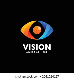 Vector Logo Illustration Vision Gradient Colorful Style.