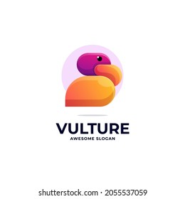 Vector Logo Illustration Vulture Gradient Colorful Style.