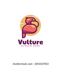 Vector Logo Illustration Vulture Simple Mascot Style.