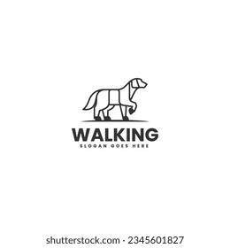 Vector Logo Illustration Walking Line Art Style