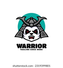 Vector Logo Illustration Warrior Mascot Cartoon Style.