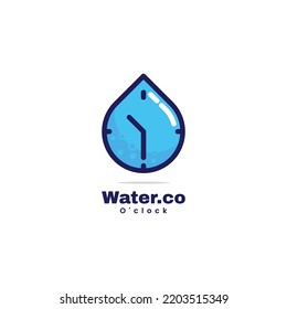 Vector Logo Illustration Water Clock Simple Mascot Style