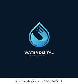 Vector Logo Illustration Water Digital Gradient Colorful Style