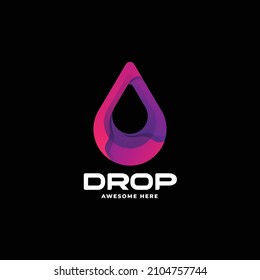 Vector Logo Illustration Water Drop Gradient Colorful Style.
