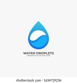 Vector Logo Illustration Water Droplets Line Art Style