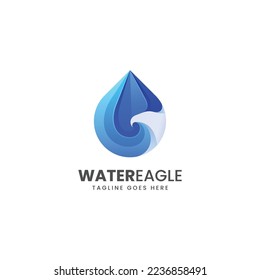 Vector Logo Illustration Water Eagle Gradient Colorful Style.