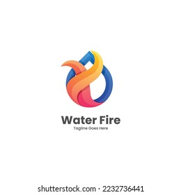 Vector Logo Illustration Water Fire Gradient Colorful Style.
