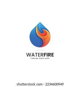 Logo Vector Ilustración Estilo Colorido Gradiente de Incendio de Agua.