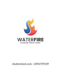 Vector Logo Illustration Water Fire Gradient Colorful Style