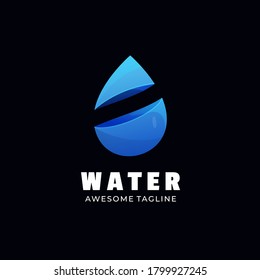 Vector Logo Illustration Water Gradient Colorful Style.