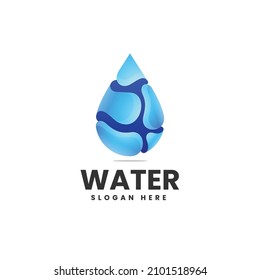 Vector Logo Illustration Water Gradient Colorful Style.