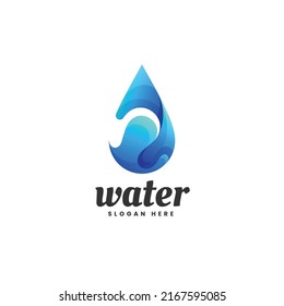 Vector Logo Illustration Water Gradient Colorful Style.