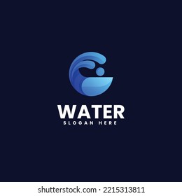 Vector Logo Illustration Water Gradient Colorful Style.