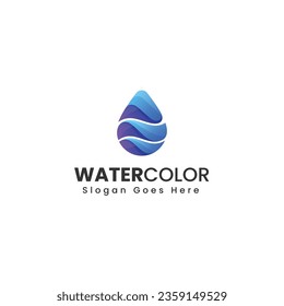 Logo del vector Ilustración Estilo de color gradiente de agua