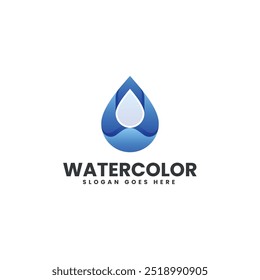 Estilo colorido do gradiente de água da ilustração do logotipo do vetor