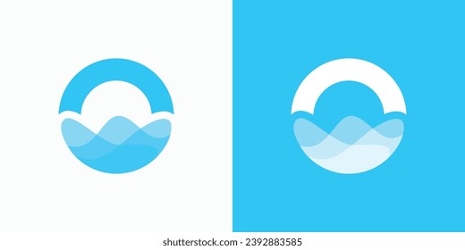 Vector logo illustration of water inside a circle shape