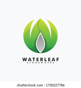 Vector Logo Illustration Water Leaf Gradient Colorful Style