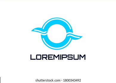 Vector logo illustration of water ripples forming initials "O" or "Q" on bright background.