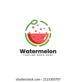Vector Logo Illustration Watermelon Simple Mascot Style.