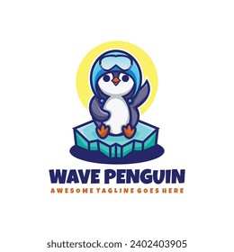 Ilustración con logotipo vectorial Estilo de caricatura de mascota pingüino.