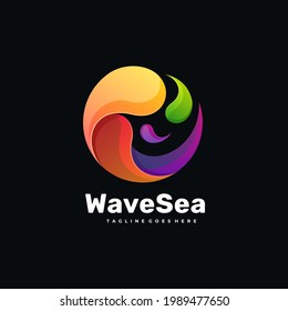 Logo Vector Ilustración Estilo Colorido Gradiente De Oleada.