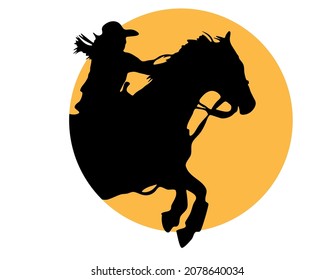 Vector logo illustration: A western horse silhouette