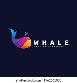 Logo Vector Ilustración Estilo de color gradiente de ballena.