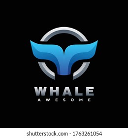 Vector Logo Illustration Whale Gradient Colorful Style.