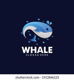 Vector Logo Illustration Whale Gradient Colorful Style.