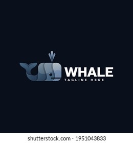 Vector Logo Illustration Whale Gradient Colorful Style