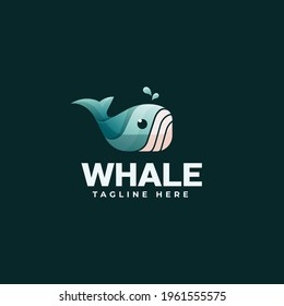 Vector Logo Illustration Whale Gradient Colorful Style.