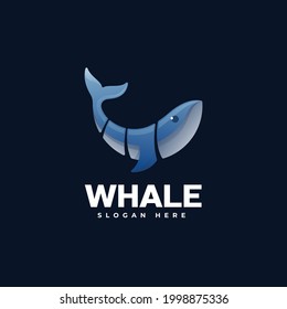 Vektorlogo Illustration Wal Gradient Farbstil.