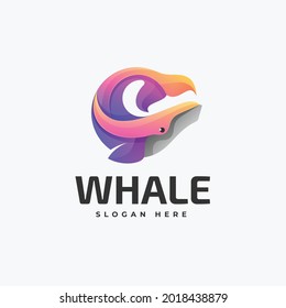 Vector Logo Illustration Whale Gradient Colorful Style.