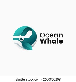 Vector Logo Illustration Whale Gradient Colorful Style.